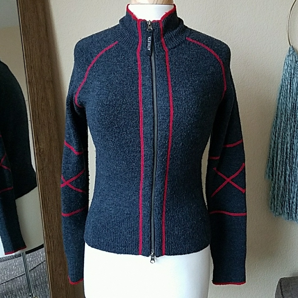 Athleta zip up sweater wool blend size xs
